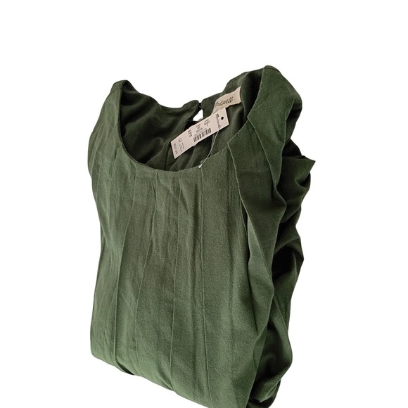 Madewell Dark Green Pleated Bubble Hem Sleeveless Top Size S; RET $52 - Picture 2 of 6